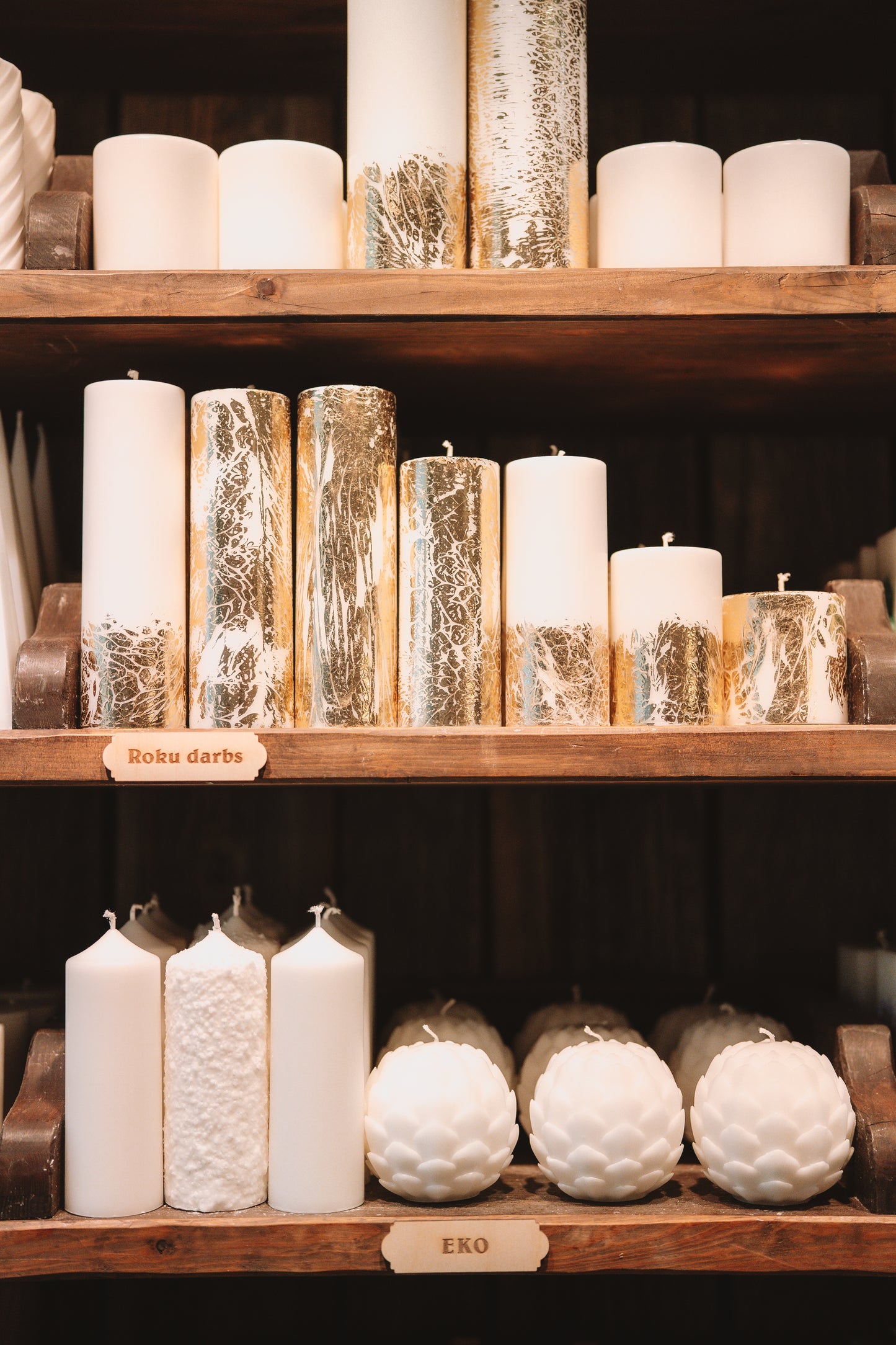 Eco stearin "candle with gold"