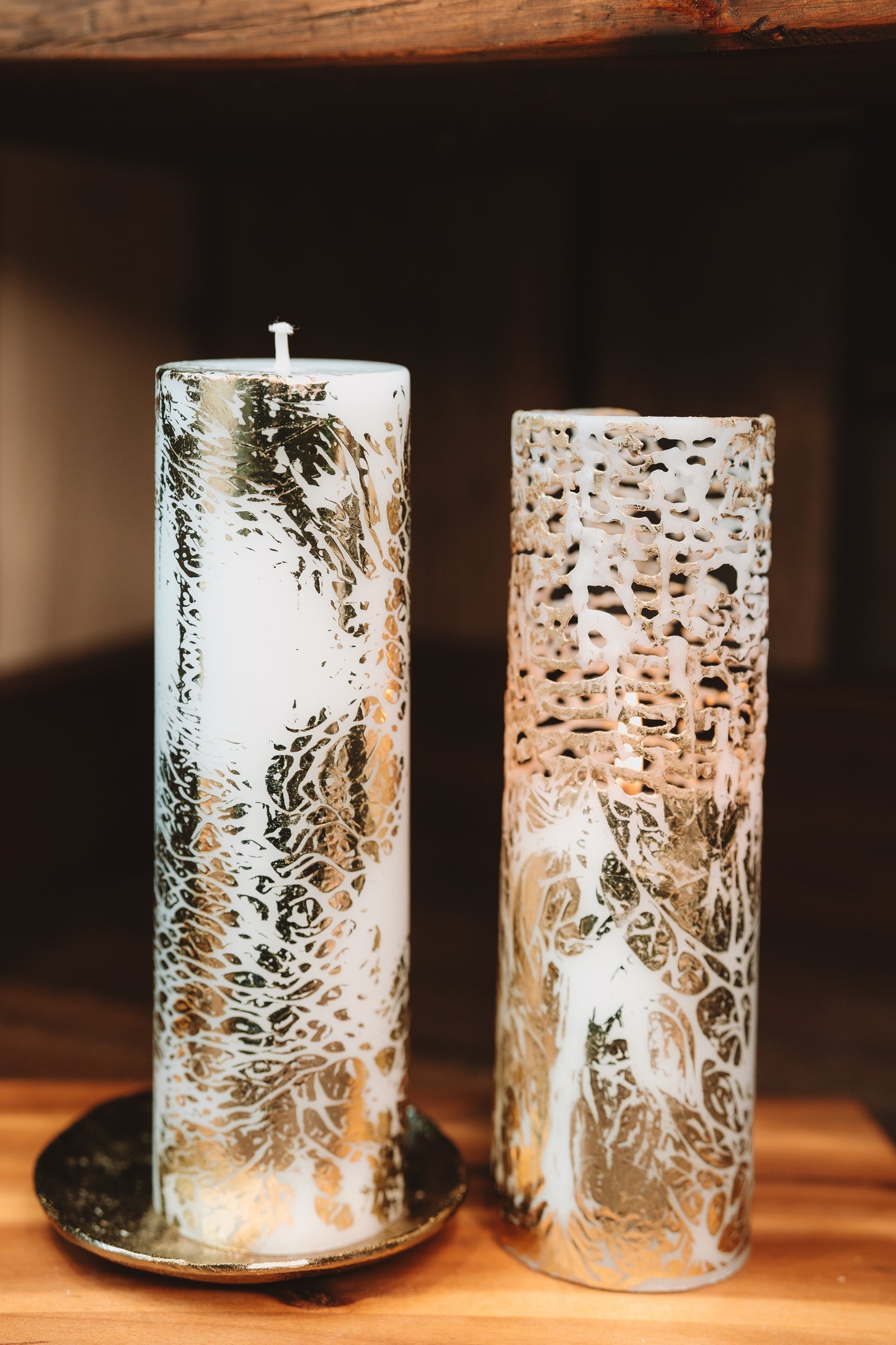 Eco stearin "candle with gold"