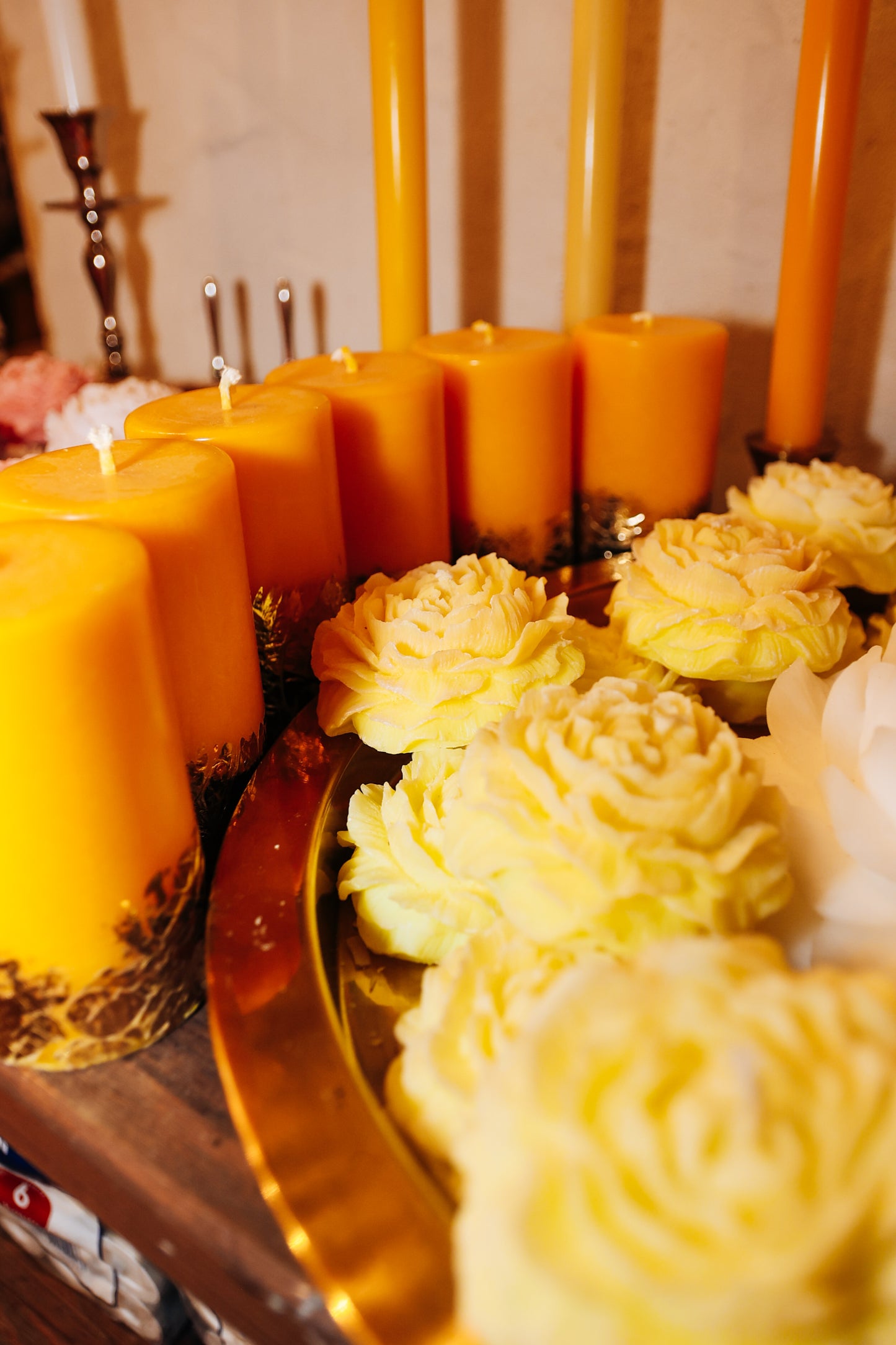 Eco Stearin Figure Candle "Peony Flower"