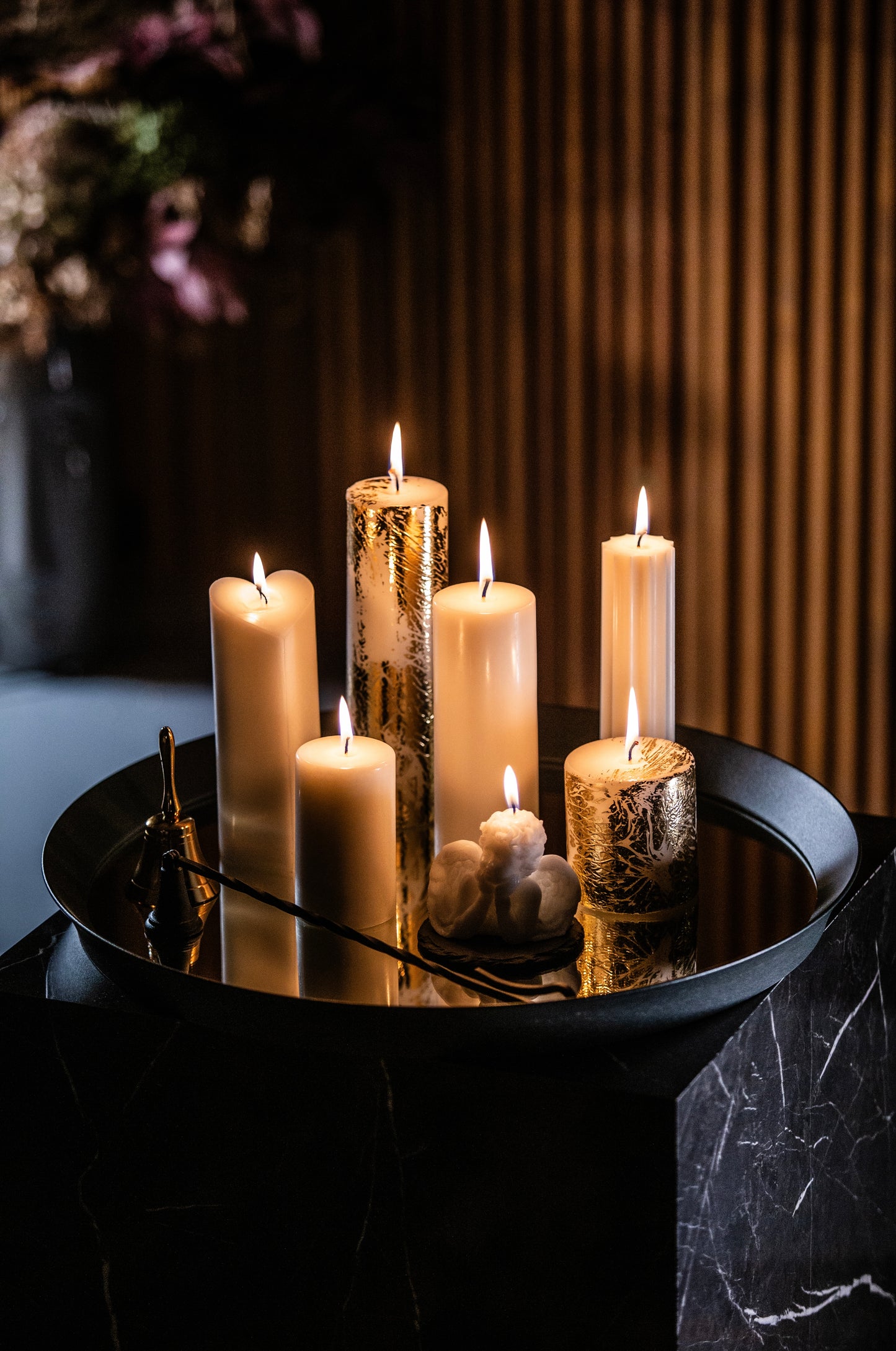 Eco Stearin Candle Set + Candle Extinguisher as a Gift