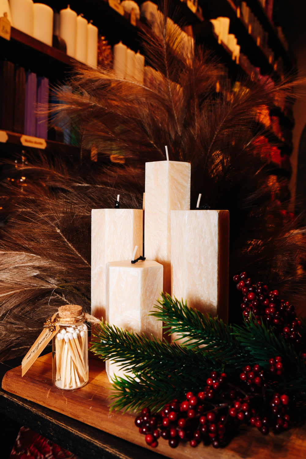 Eleganta kristālstearīna svece- bēša