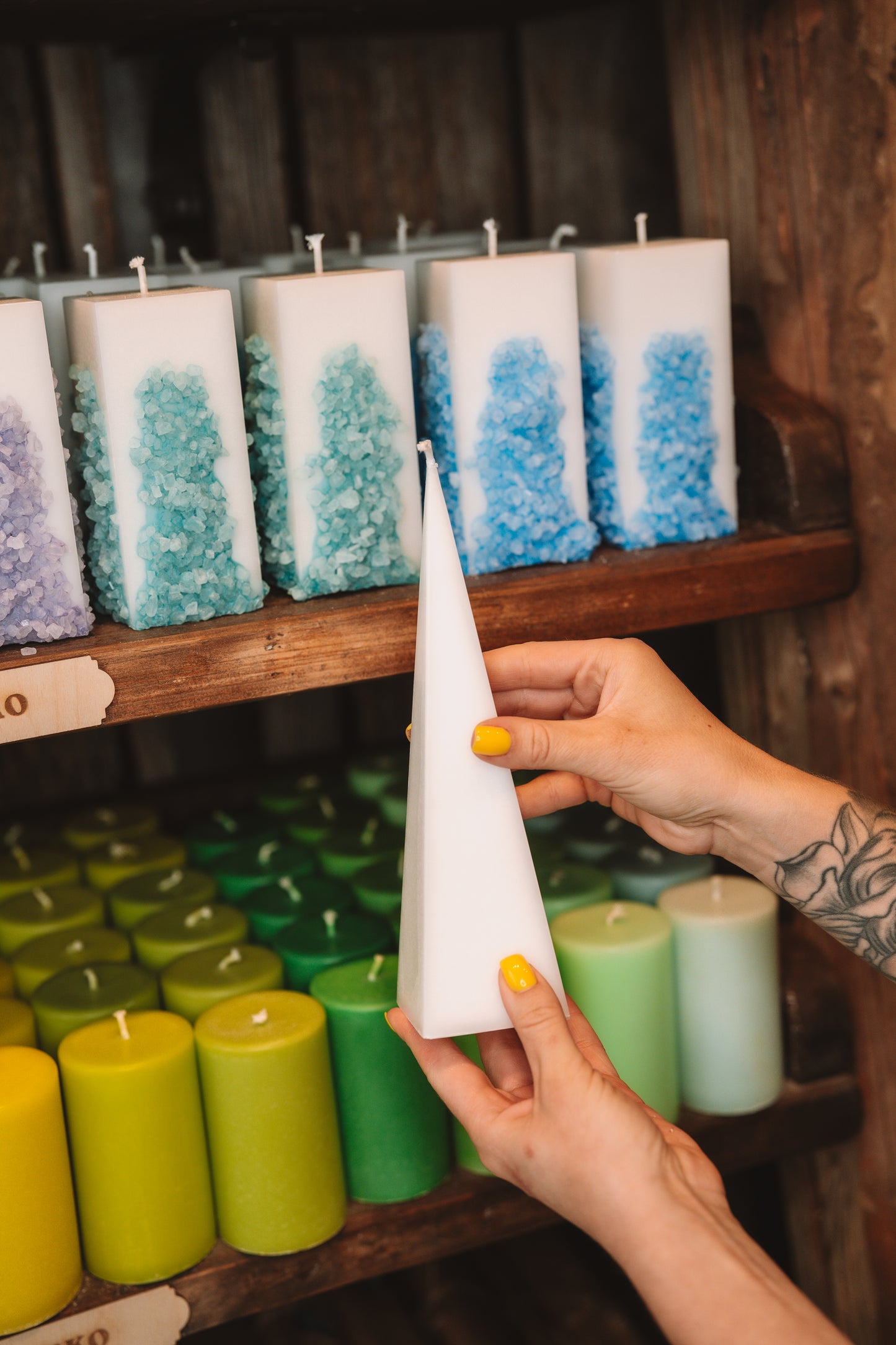 Eco stearin candle "Pyramid"