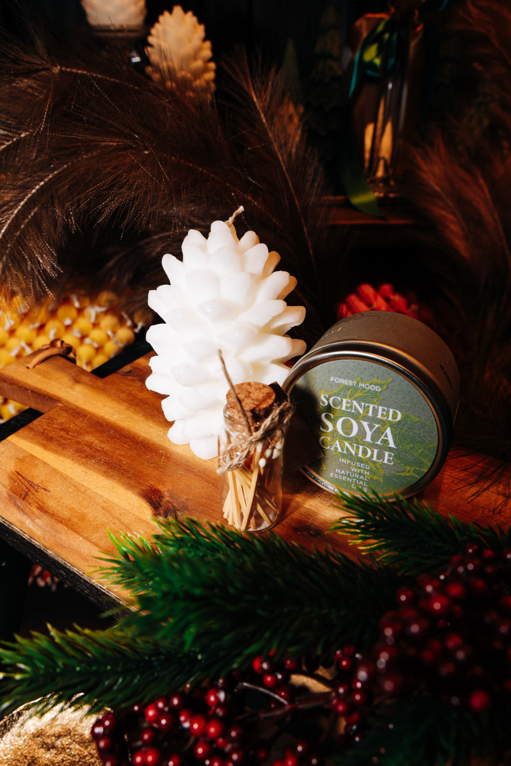 Ziemassvētku gaisma – sveču komplekts ar sērkociņiem