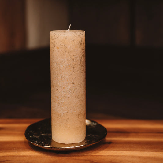 Rustic candle "Beige with gold"