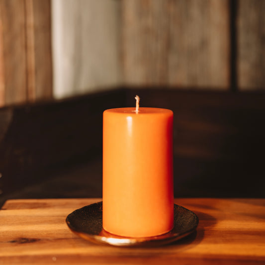 Eko stearīna svece “Oranžas krāsas cilindrs”