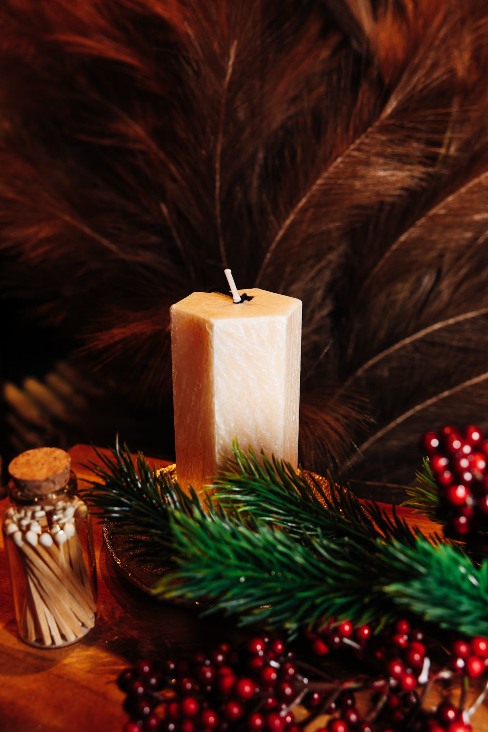 Eleganta kristālstearīna svece- bēša