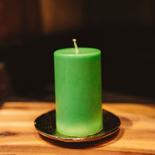 Eko stearīna svece “ Zaļas krāsas cilindrs”