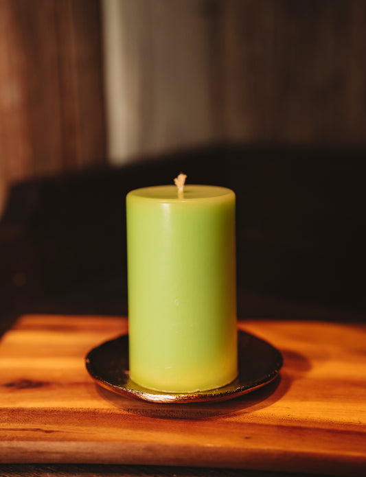Eko stearīna svece “Spiltgi zaļas krāsas cilindrs”