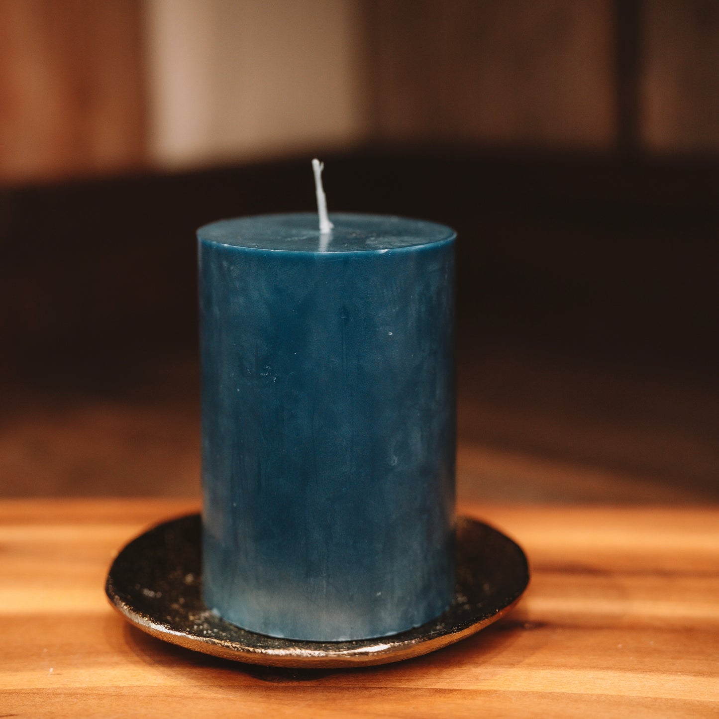 Dark Blue Eco stearin candle in cylinder
