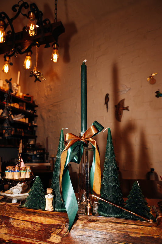 Lielais Ziemassvētku sveču komplekts ar metāla paplāti+dāvanā sērkociņi un sveču dzēšamais