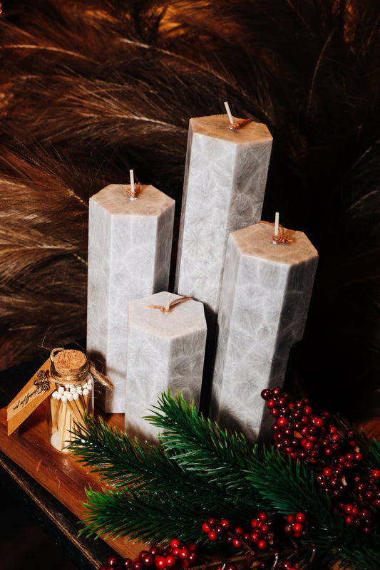 Pelēks Kristālstearīna Sveču Komplekts Adventes Vainagam