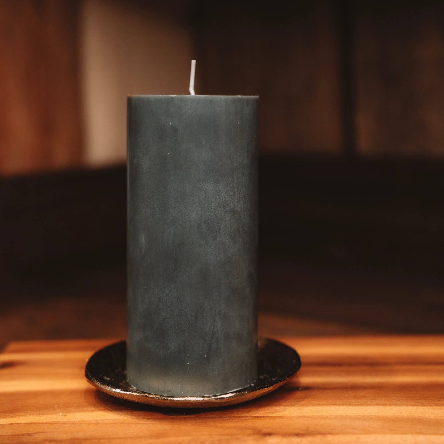 Dark Grey Eco stearin candle in cylinder