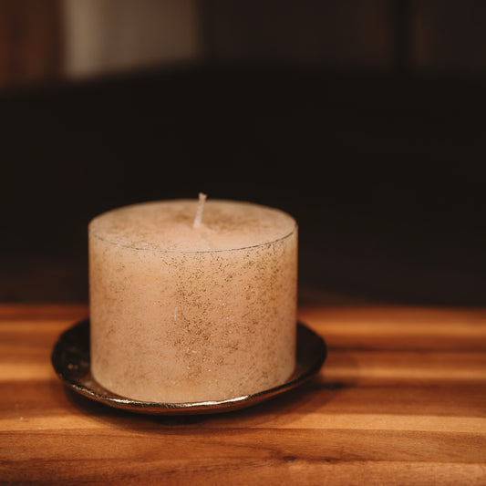  Rustic candle "Beige with gold"