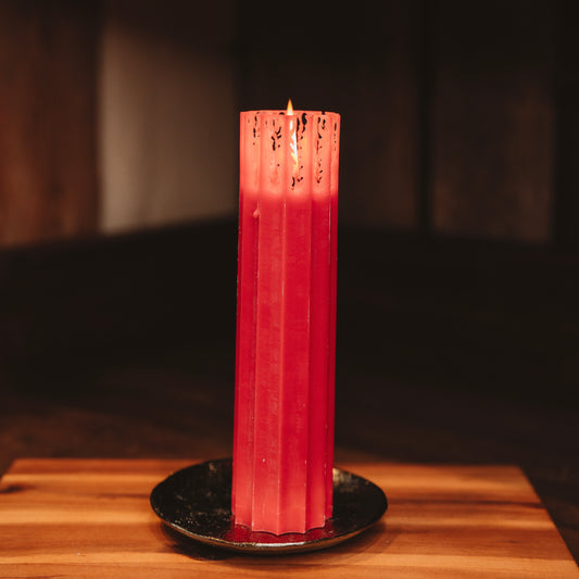 Eko stearīna svece “Rievota-sarkana”