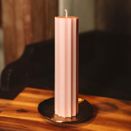 Eko stearīna svece “Rievota-gaiši rozā“