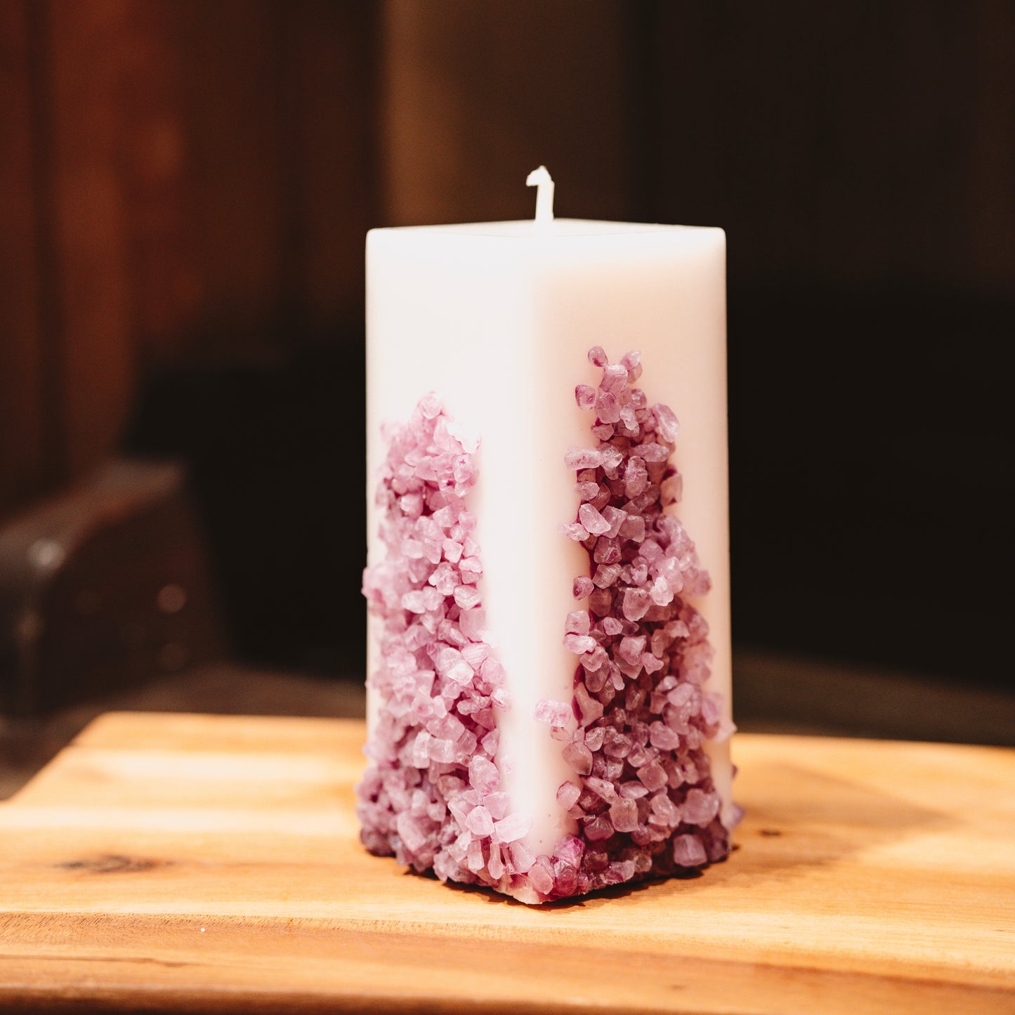Eko stearīna svece ar sāli “Rozā”