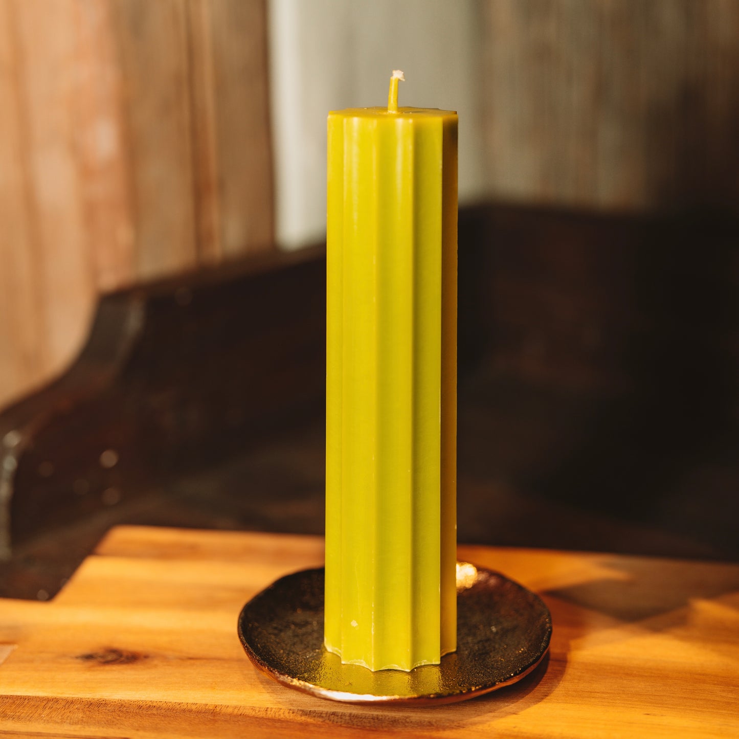 Eco Stearin Candle "Grooved"