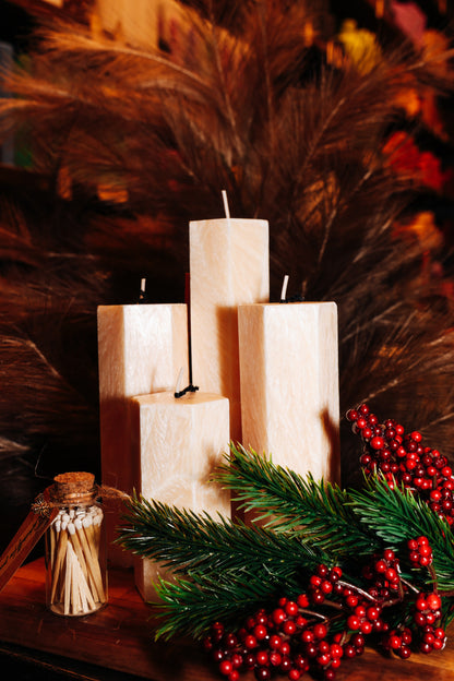 Eleganta kristālstearīna svece- bēša