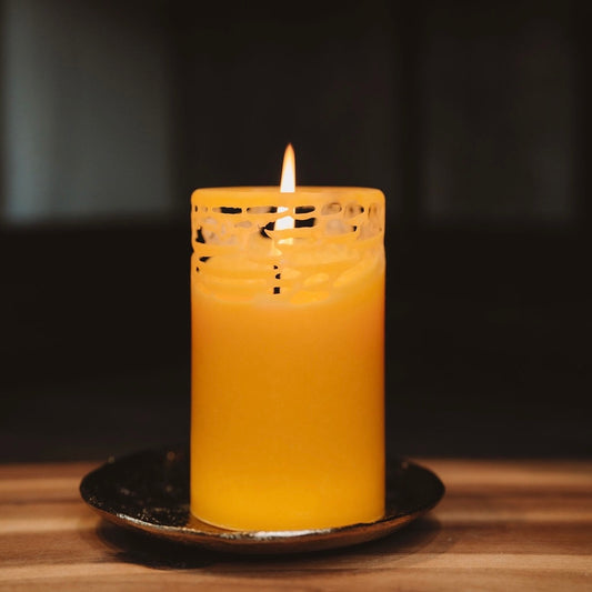 Eco stearin candle" Dark yellow cylinder"
