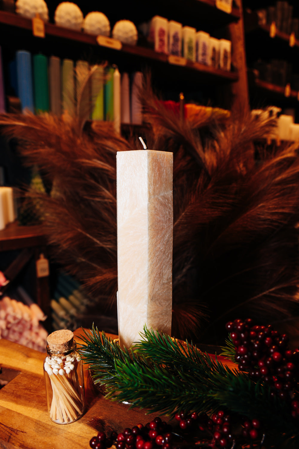 Eleganta kristālstearīna svece- bēša