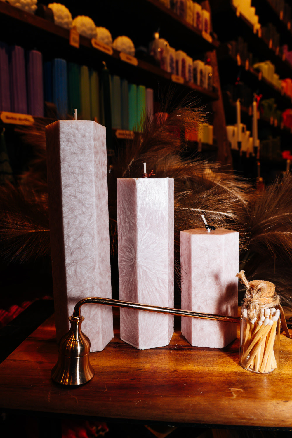 Eleganta kristālstearīna svece- rozā