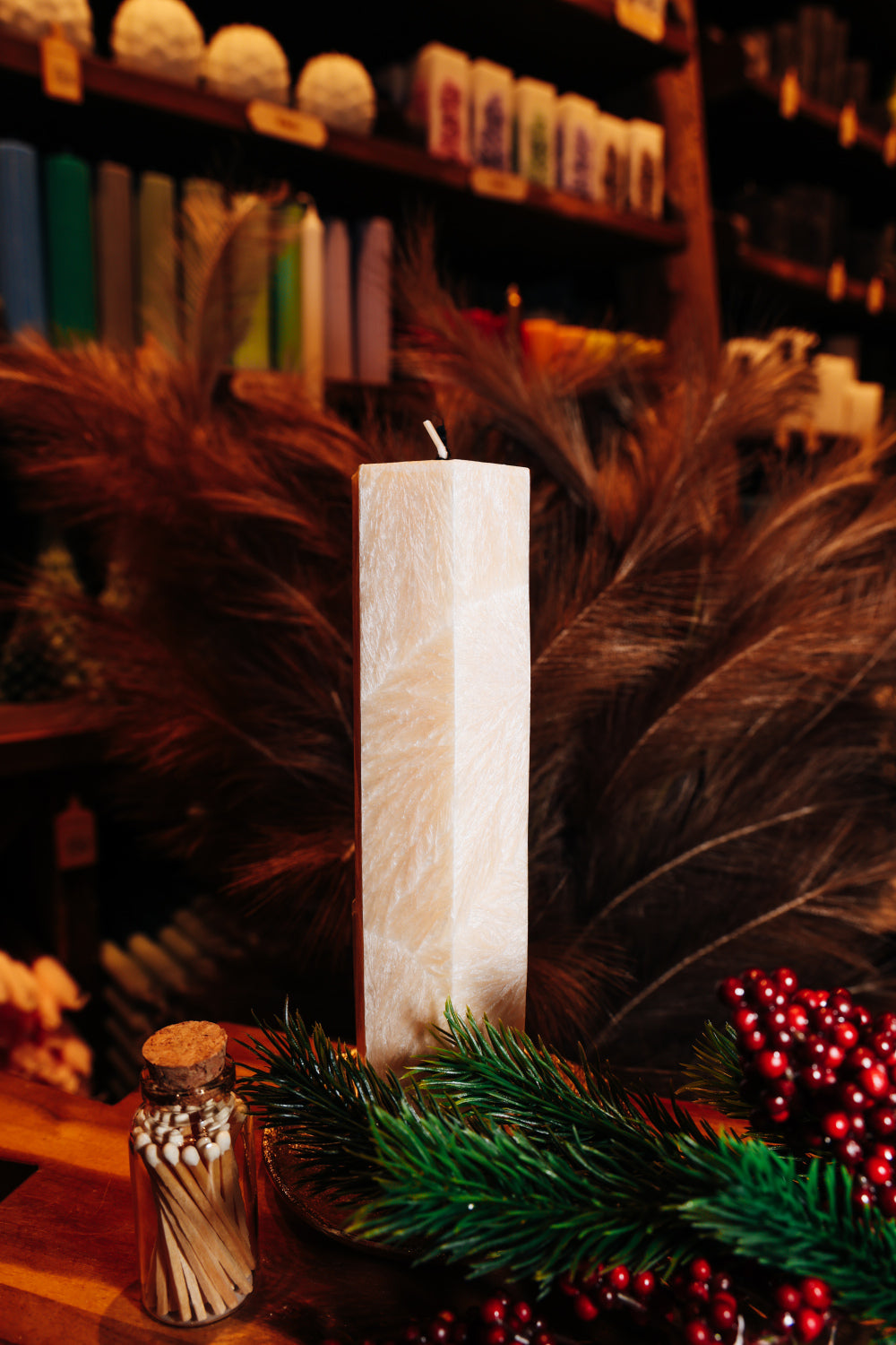 Eleganta kristālstearīna svece- bēša