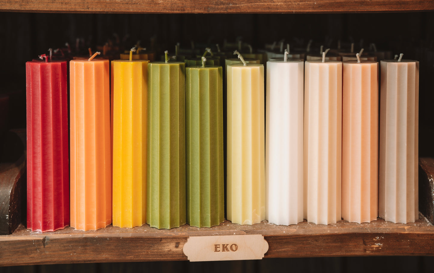 Eco Stearin Candle "Grooved"