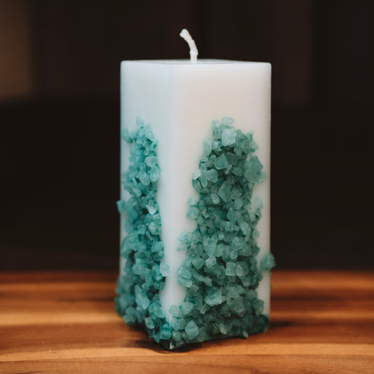 Eko stearīna svece ar sāli “tirkīzs”