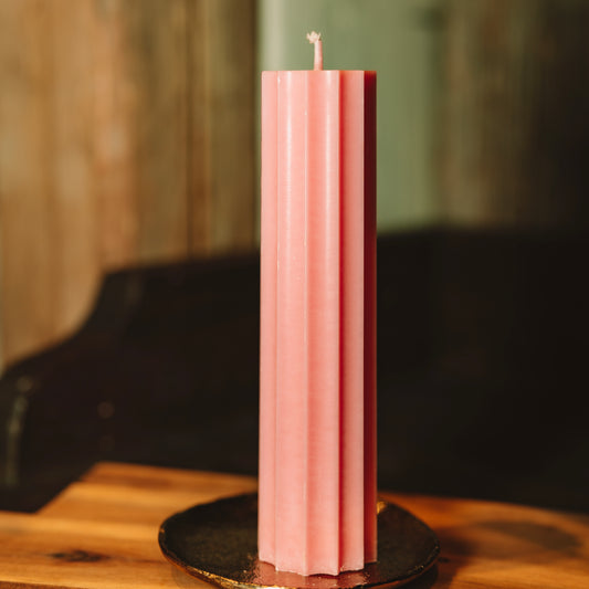 Eko stearīna svece “Rievota-rozā”