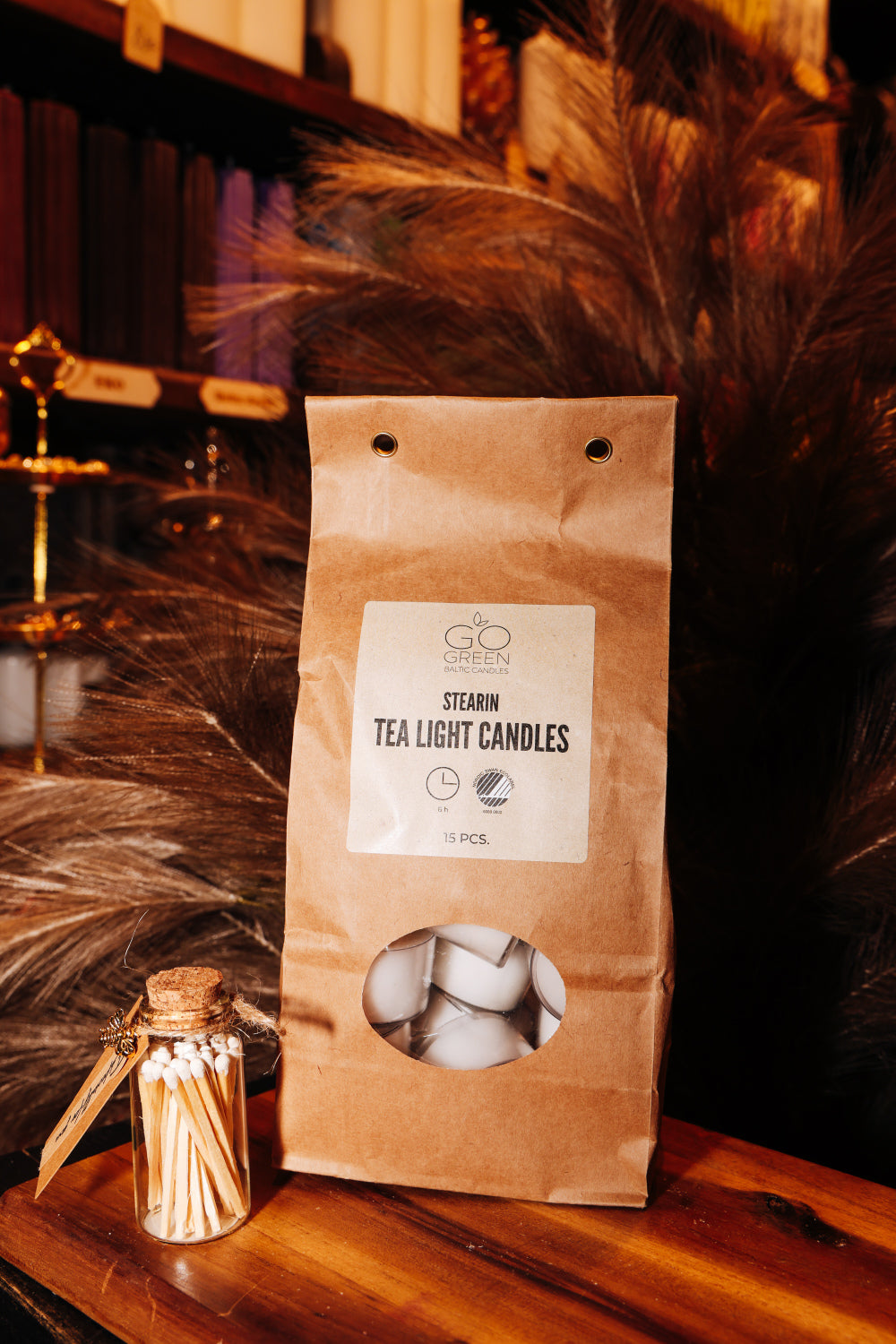 Eko stearīna tējas sveču iepakojums (15 gab.)