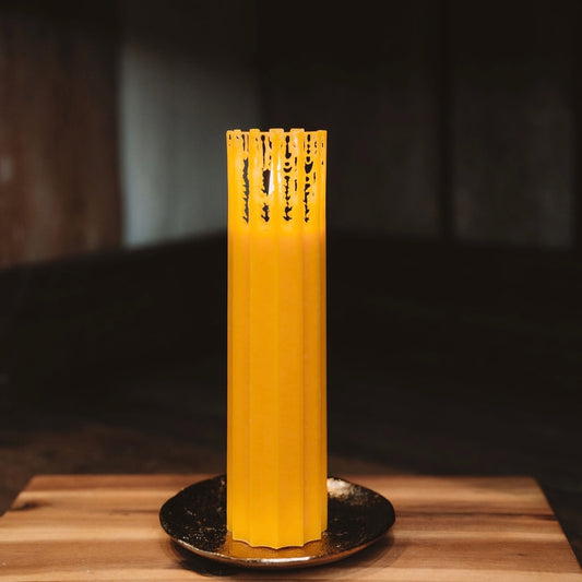Eco stearin candle "Ribbed yellow"