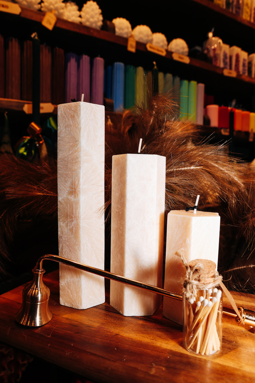 Eleganta kristālstearīna svece- bēša