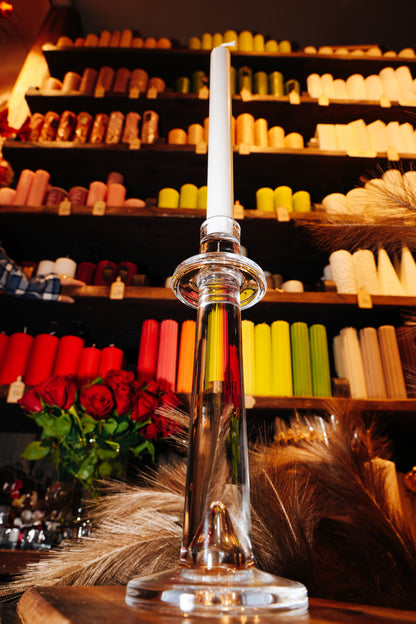 Stikla svečturis garajām galda svecēm